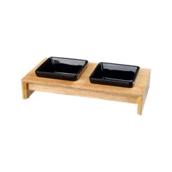 Trixie Napf-Set - Keramik/Holz -Hundebedarf Geschäft trixie voer waterbak set keramiek hout 178702 0500 none